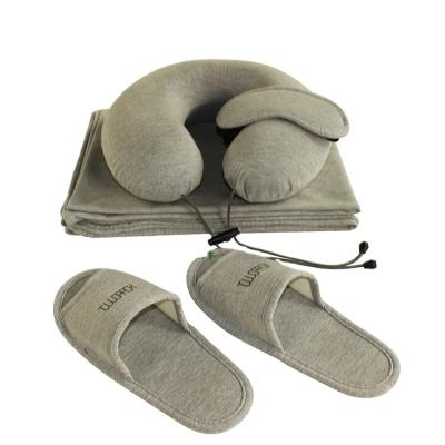 China Wholesale Barber Shop Portable Travel Kit Cotton Sleep Eyemask Travel Pillow Neck Memory Four Set In A Bag for sale