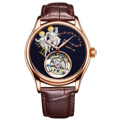 China Top Brand Gemini Clock Men Luxury Gold Sapphire Relogio Masculino Real Chronograph GUANQIN Hand Tourbillon 2020 Wind Mechanical Men's Watches for sale