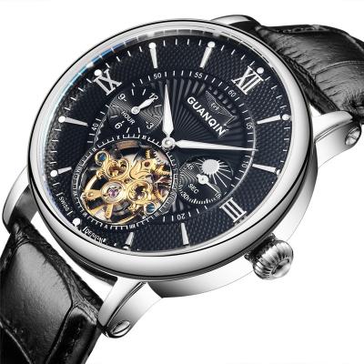 China 2019 Automatic Mechanical Style Moon Phase Style Men's Leather Wristwatches Men's Wristwatches for sale