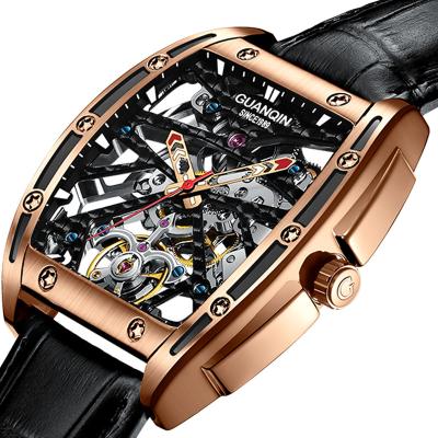 China Custom Luxury Automatic Skeleton Men's Wholesale Price Water Resistant GUANQIN GJ16147 OEM ODM Sports Watches Mechanical Wristwatches for sale