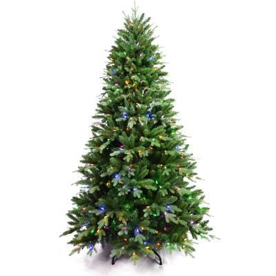 China PE/PVC Double Color LED Light Artificial Christmas Ornament Tree 7 Feet PVC Pre-Lit PE Christmas Tree for sale