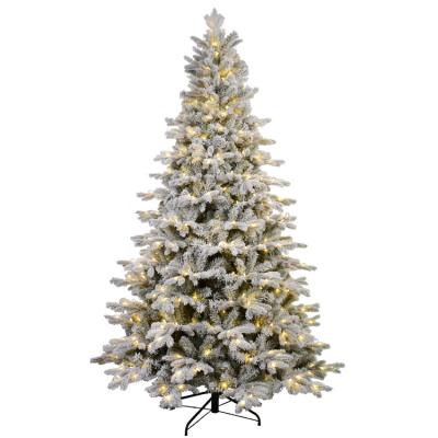 China 1217PE Mix PVC Tips 1275 7.5 Feet White Assembled Christmas Tree Pre-lit PE PVC Hybrid Assembled Christmas Tree for sale