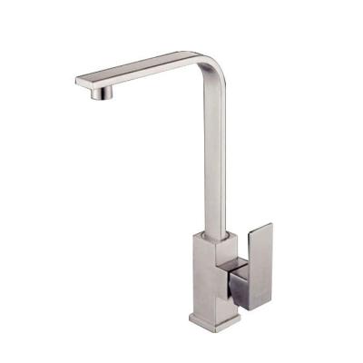 China Contemporary Stainless Steel Faucet Installed On Deck Long Neck Single Handle Countertop Kitchen Vanity Sink for sale