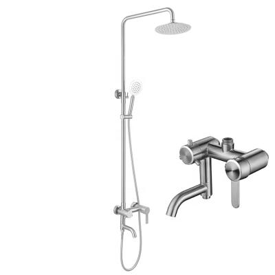 China Without Slide Bar Stainless Steel Shower Faucet Bathtub Functional Hybrid Apple Three Ceramic Spool Modern Style for sale