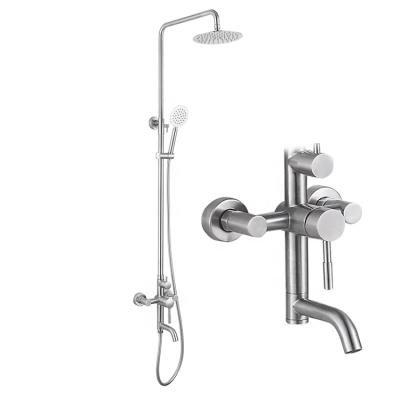 China With Slide Bar Tub And Shower Faucets Stainless Steel Shower Mixer Tap Scrub Hot And Cold 304 Thread Wholesale Economy Stainless Steel for sale