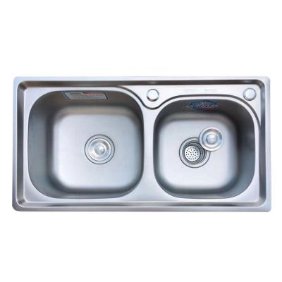 China Without Faucet China Commercial Welded Nano Sink Bathroom Square Kitchen Stainless Steel Double Basin for sale