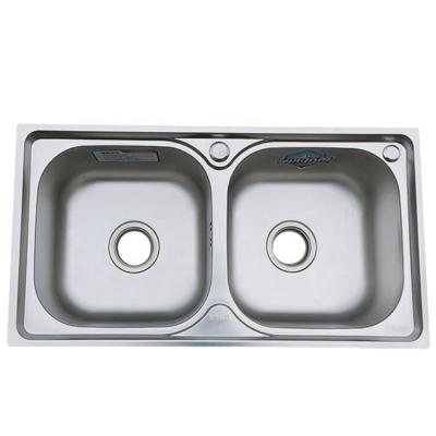 China Without faucet the new welded double basin kitchen sink commercial nano stainless steel for sale