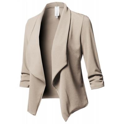 China Wholesale Women Work Casual Office QUICK DRY Plus Size S-5XL Ruffle Sleeve Coldker Blazer for sale