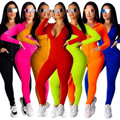 China 2021 new solid colors anti-static beach with wholesale hoodie long sleeve for sweatsuit 2 pieces set women clothing for sale