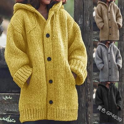 China 5XL Women's Solid Color Breathable Thick Sweater Knit Fashion Outerwear Blends Long Loose Ladies Casual Cardigan Sweater Jackets Coat for sale