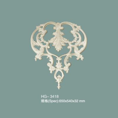 China Decorative Wall Ornamental Moulding Polyurethane Decor Onlay Scroll HG-3418 for sale