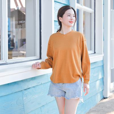 China 9179#Fashionable anti-pilling sleeve top and simple long style crew neck waffle fabric for sale