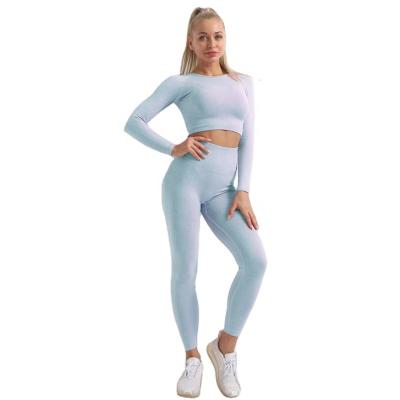 China New Arrival Breathable Women Fall Winter Seamless Knitting Up Hip Yoga Three Piece Suits Patch Work Casual Fit Sports Wear Set for sale