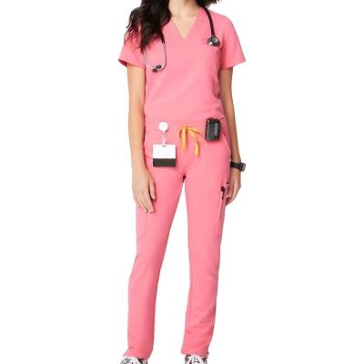 China OEM Logo Anti-Wrinkle Custom Breathable Nurse Eco-Friendly Hospital Stylish Medical Stretching Jogger Scrubs Uniform Sets for sale