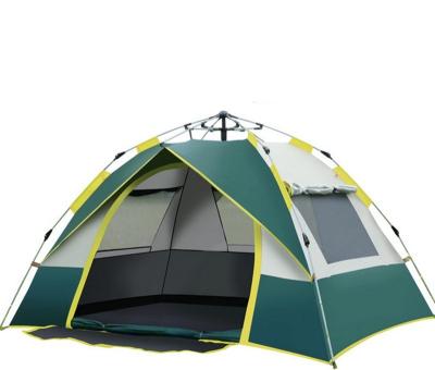 China Diagonal Tie Type 8701265 Custom 2 or 3 Person Waterproof Pop Up Camping Tent with 3 Mesh Window and Door Mat for sale