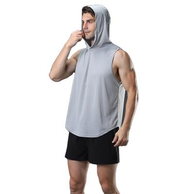 China 2988454 Summer Breathable Hooded Muscle Bodybuilding Customs Gym Stringer Loose Vest Tops Mens Training Sleeveless Tank for sale