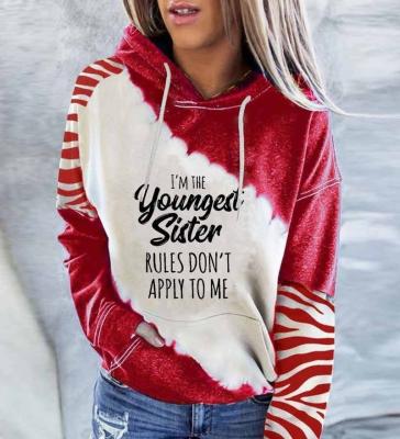 China 2022 Popular Anti-wrinkle New European and American Women's Main Letter Printed Hoodie Logo Printing Nonwoven Customized Women's Hooded Casual for sale