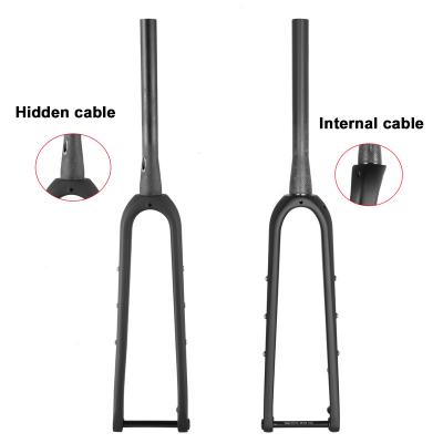 China Thrust 700*45C or 27.5*2.1 Inch Cable MTB Road Carbon Internal Fork Max Tire BMX Gravel Bike Fork 700C Disc Brake 100x12mm for sale