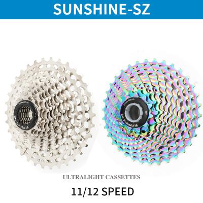 China Ultralight Road Bike Rainbow Bicycle Flywheel 11/12 Speed ​​11-28T 32T 34T 36T Road Bike Cassette Flywheel for sale