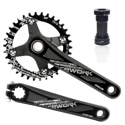 China High Quality Racework One Cavity Bicycle Crank Sprocket 104Bcd Aluminum Alloy Mtb Bike Crankset With Bottom for sale