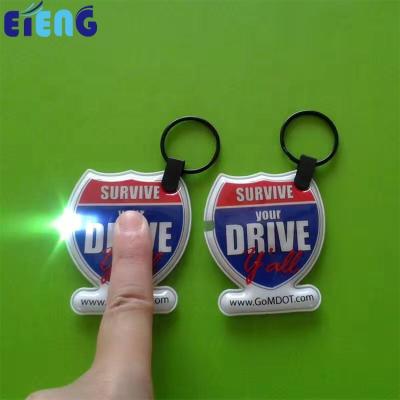 China Cheap Souvenir Gifts Promotion Promotion Custom Printed Soft PVC Rubber Key Chain With LED Light for sale