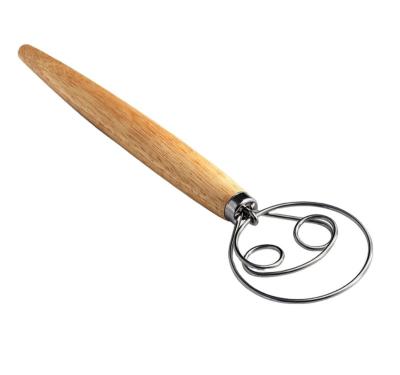 China 2022 Sustainable Eco Friendly High Quality Wooden Handle Stainless Steel Egg Beater Beaters for sale