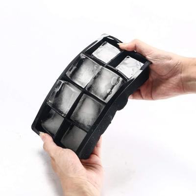 China Sustainable Hot Selling Big Ice Kitchen 8 Square Ice Tray Square Silicone Easy Release Silicone Ice Cube Trays Mold for sale