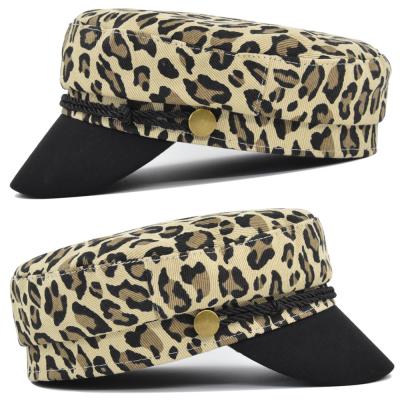 China High Quality Leopard Print Navy Beret Hat Winter Hat Fashion British Hat Octagonal Hat for sale