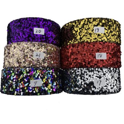 China Wholesale Christmas Sequin Ribbon Sequin Ribbon 38mm 75mm Sequin Viable Tulle Ribbon for sale