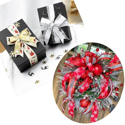 China Sustainable Home Decoration Burlap Ribbon Bow Merry Christmas Cable Ribbon for sale