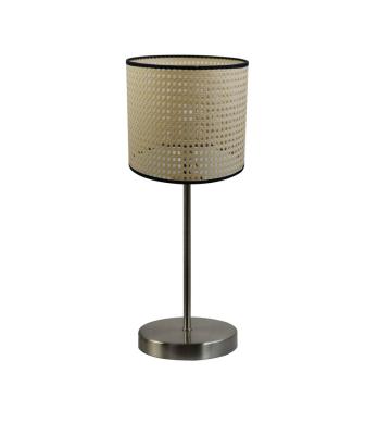 China Latest Style Hotel Nordic Modern Designer Bed Side Cheap Unique Rattan Metal Base Table Lamp For Bedroom & Living Room for sale