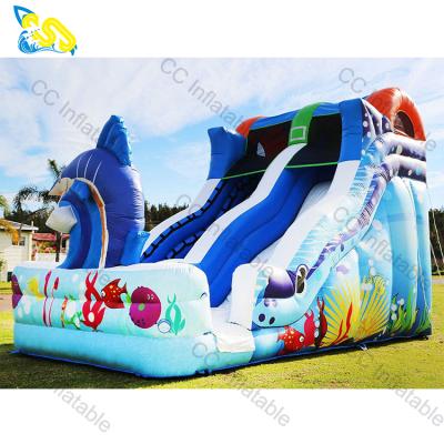 China PVC Kids Slides Giant Dolphin Sliding Inflatable Bounce House Bouncer Inflatable Jumping Slide for sale