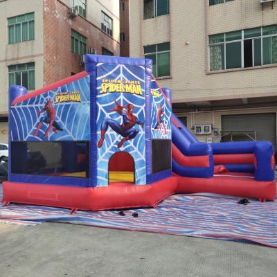 China PVC inflatable spiderman bounce house slide combo for kids for sale