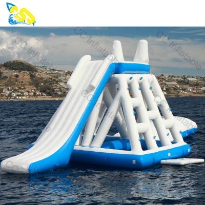 China 1000D PVC Tarpaulin Floating Water Slide Ride Inflatable Sealed Inflatable Climbing Water Toys Water Park for sale