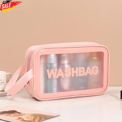 China High quality factory announced new transparent PVC clear letter makeup cosmetic bags travel pouch for sale