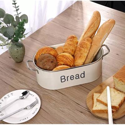 China Custom Modern Rectangle Kitchen Decoration Luxury Multifunctional Metal Bread Box Viable With Wooden Lid for sale