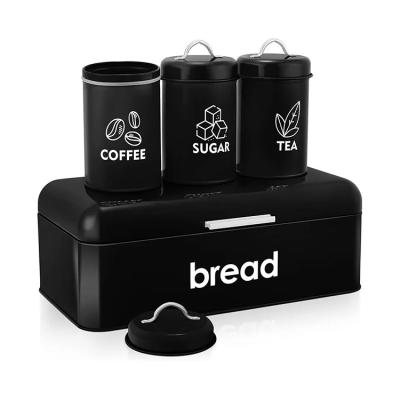 China Sustainable New Style Collection Classics Bread Box Metal Bread Bin Storage Box With Lid Bread Canister Set for sale