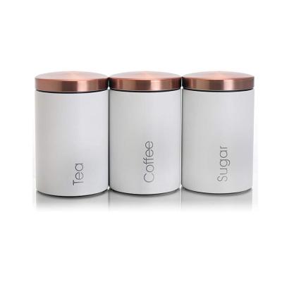 China Sustainable Wholesale Household Food Storage Customized Durable Sugar Metal Canister Sets For Kitchen Countertop Supplier for sale