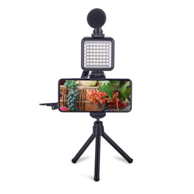 China Mini Wholesale New Smartphone Vlog Kit LED Light, Live Streaming Microphone Video Tripod Vlogging for sale