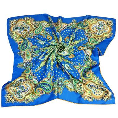 China Square Hangzhou Factory Customized Logo 90*90 53*53 Twill Silk Satin Scarf à venda