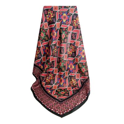 China New Female Square Winter Silk And Wool Scarf Natural Black And Red Scarf for sale