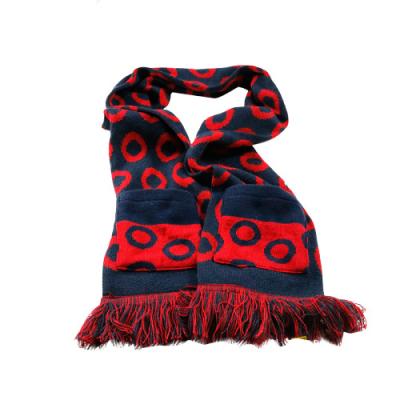 China Custom Design Acrylic Knitted Soccer Fan Printing Soccer Scarf Custom for sale