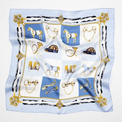 China China Designer Women Silk Scarves Soft Elegant Luxury Wholesale Custom Printed Ladies Satin Silk Hair Scarf Te koop