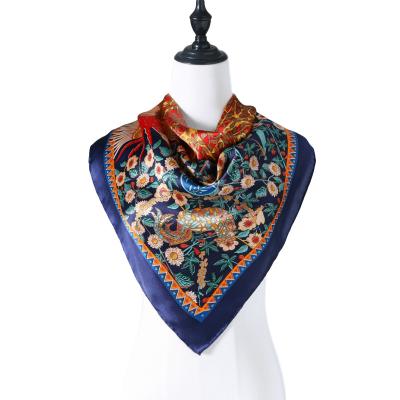 中国 Wholesale Large Size Square Fashion Ladies Hijab Square Fashion Silk Slik Scarf For Fall 販売のため