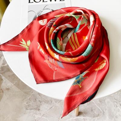 Κίνα Square Designer Silk Scarf Custom Silk Head Scarf Different Colors For Hair προς πώληση