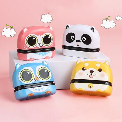 China facbric children's toy monster children's clothing animal textile fabric ink stamp cartoon children play punching machine flash stamps for sale