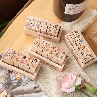 China Wooden Stamp Kit Children's Toy Planner Journal Rubber Stamp Set for sale