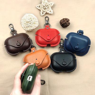 China Weview Viable Leather Snap Earphone Case For AirPods With Vintage Key Chain Cover For Apple AirPod 1/2 Pro Case 3 for sale