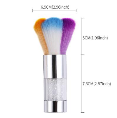 China Angular Blush Brush New Nail Tool Dust Nail Cleaning Beauty Blush Brush With Drill Handle Nylon Hair for sale