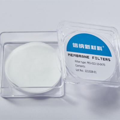 China Filtro de disco de membrana de 47 mm no estéril 0,22 micrones PES Filtro para filtración acuosa en venta